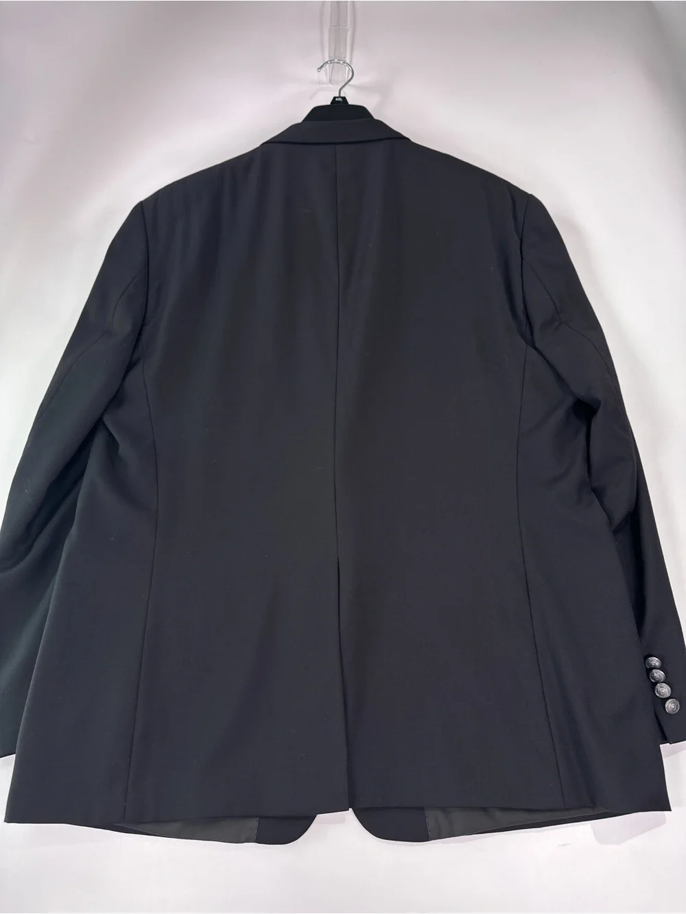 Lauren Ralph Lauren Black 100% Wool Crest Button Blazer Natural Stretch 48L